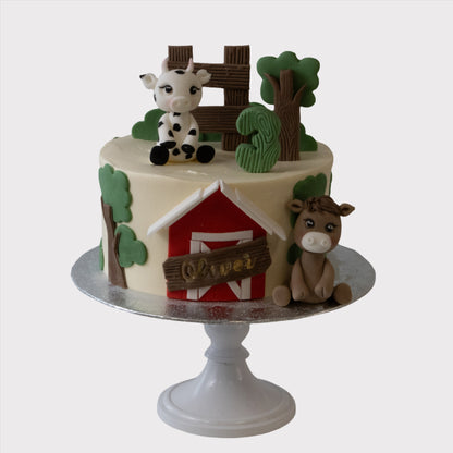 Boerderij kindertaart met boerderijdieren, lokaal bezorgd in Zeist