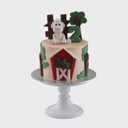 Gepersonaliseerde boerderij taart met naam en leeftijd